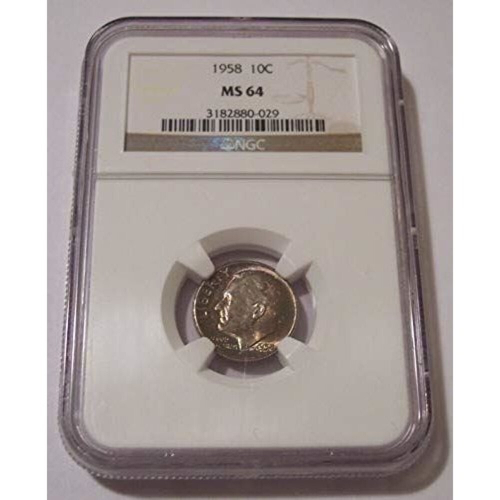 1958 Roosevelt Dime MS64 NGC Nice Toning